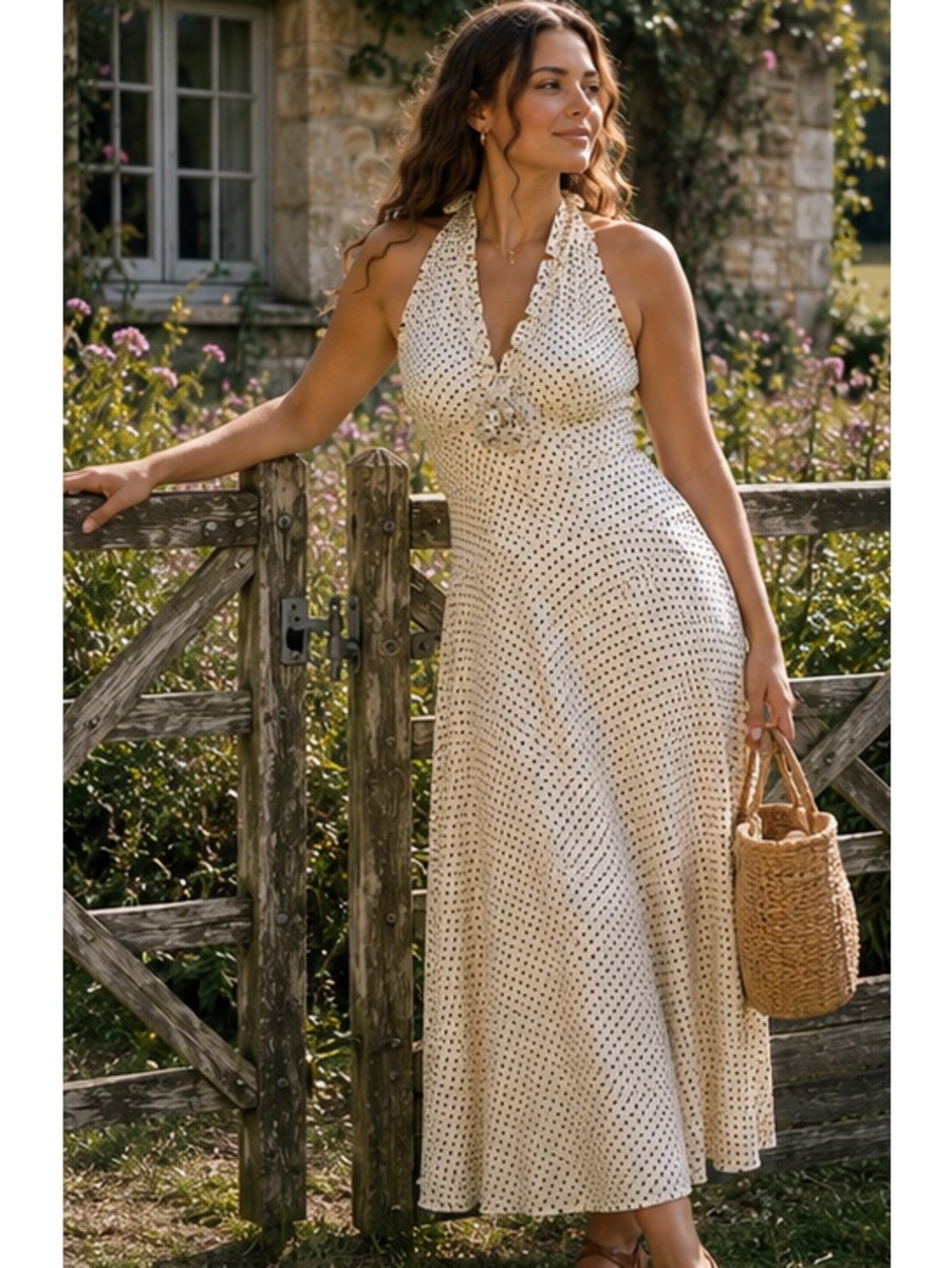 NWT DÔEN Mazarine Polka Dot Midi Dress in Portia Dot, Cream Size XL - Picture 3 of 17